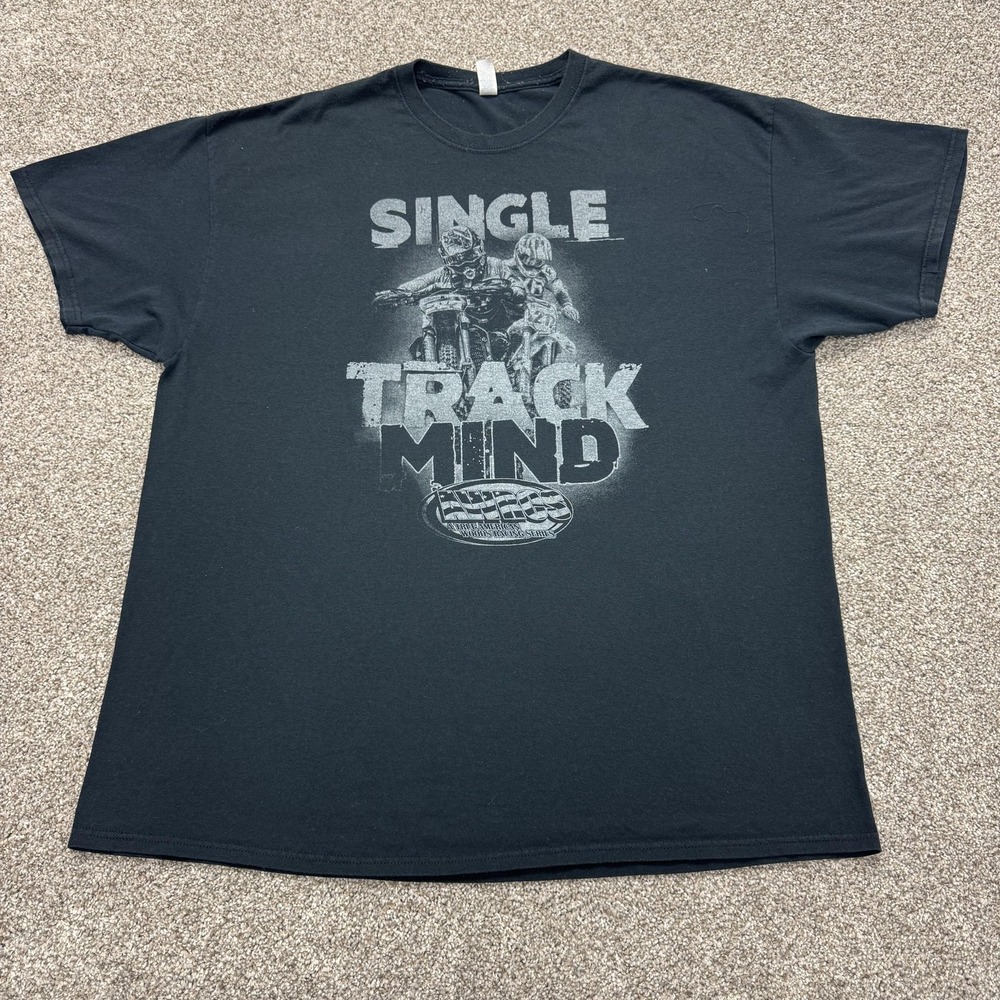 Single Track Mind AWRCS Shirt Mens 2XL Black Graphic Motocross Tee T-Shirt